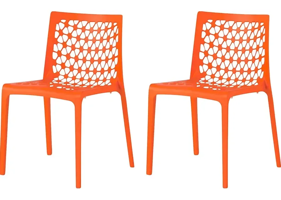 Lagoon Milan Orange Outdoor Dining Chair, Set of 2-Orange