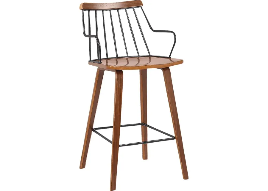 Gileslane Walnut Counter Height Stool-Walnut