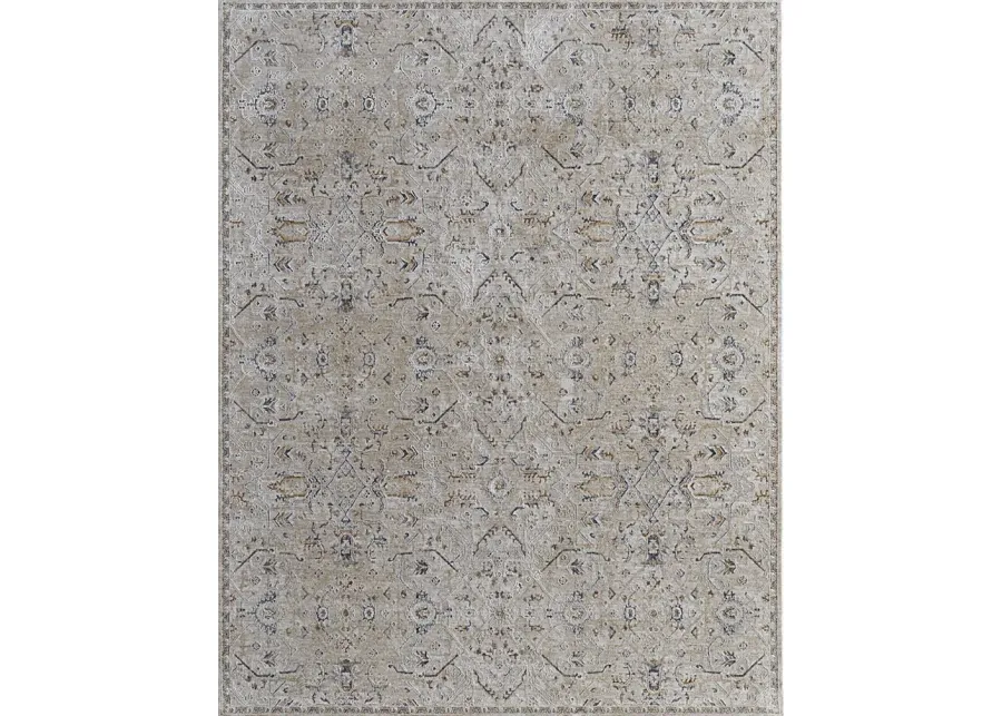 Hardara Taupe 6'7 x 9'6 Rug-Blue, Taupe, Ivory