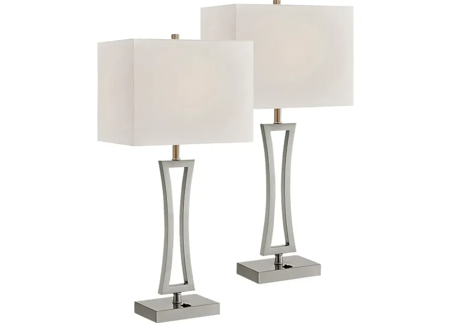Orleanox Nickel Table Lamps, Set of 2-Nickel