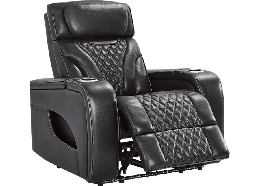 Horizon Ridge Black Leather Triple Power Recliner with Massage and Heat-38