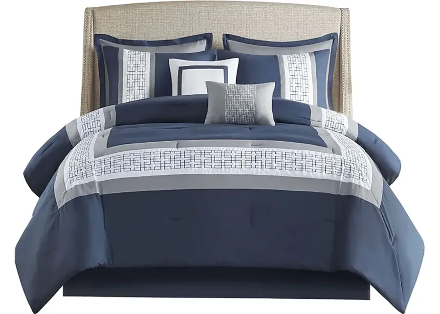 Marwin Blue 8pc Queen Comforter Set-Blue