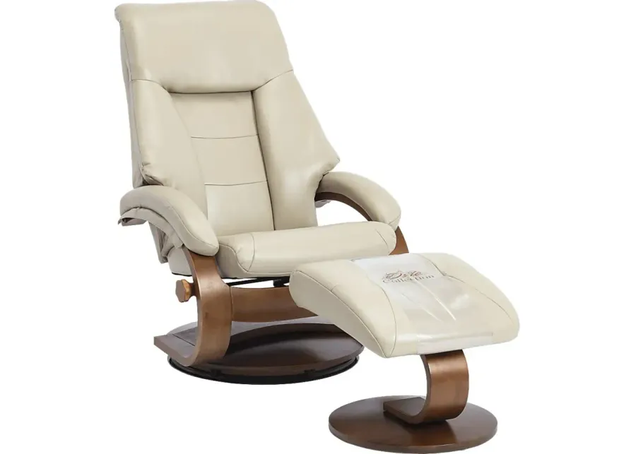 Roband Beige Recliner and Ottoman-Beige