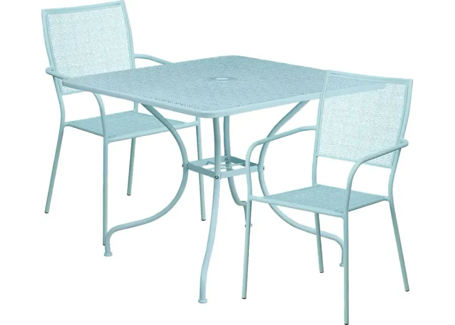 Sunrise Garden Blue 3 Pc 35.5 in. Square Patio Set-Blue