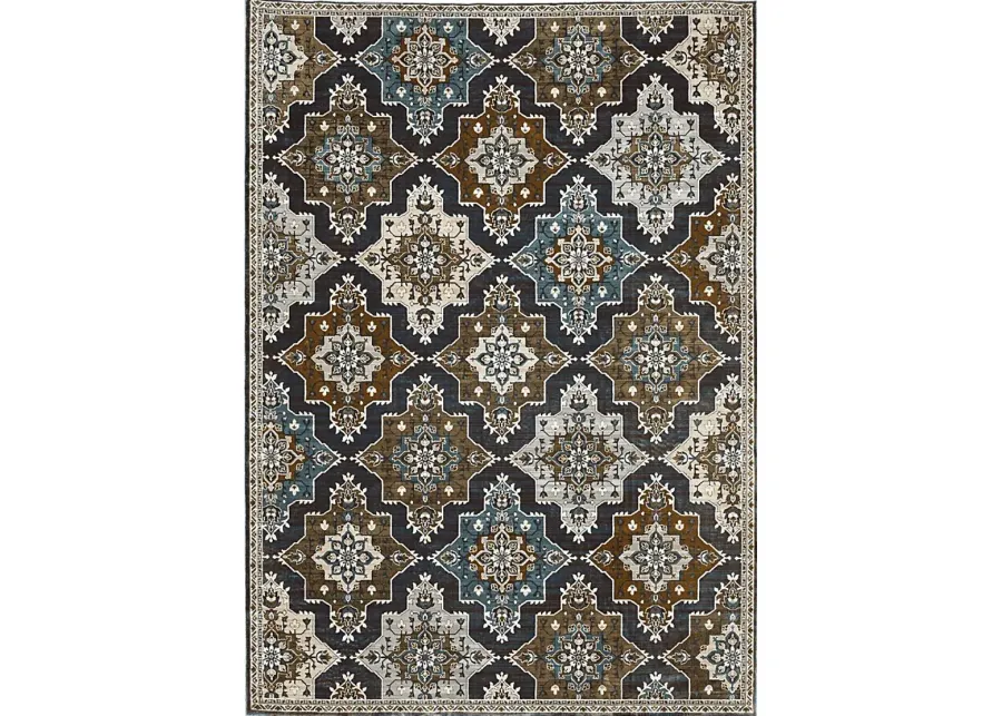 Raziya Rust 5'3 x 7'6 Rug-Rust, Blue