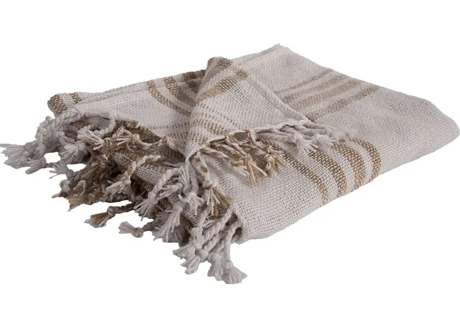 Eeva Natural Indoor/Outdoor Throw Blanket-Brown, Natural