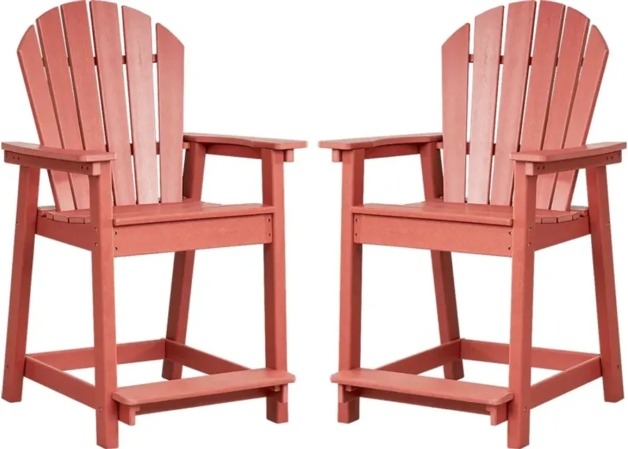 Addy Red Outdoor Balcony Adirondack Stool, Set of 2-28
