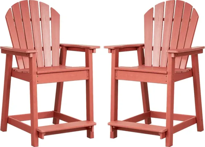 Addy Red Outdoor Balcony Adirondack Stool, Set of 2-28