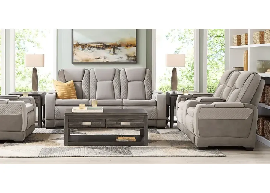 Donovan Park Gray 3 Pc Dual Power Reclining Living Room-86.5