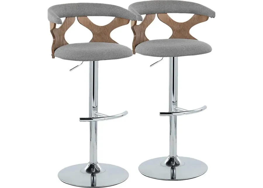 Wyndmoor IX Light Gray Adjustable Barstool, Set of 2-Light Gray