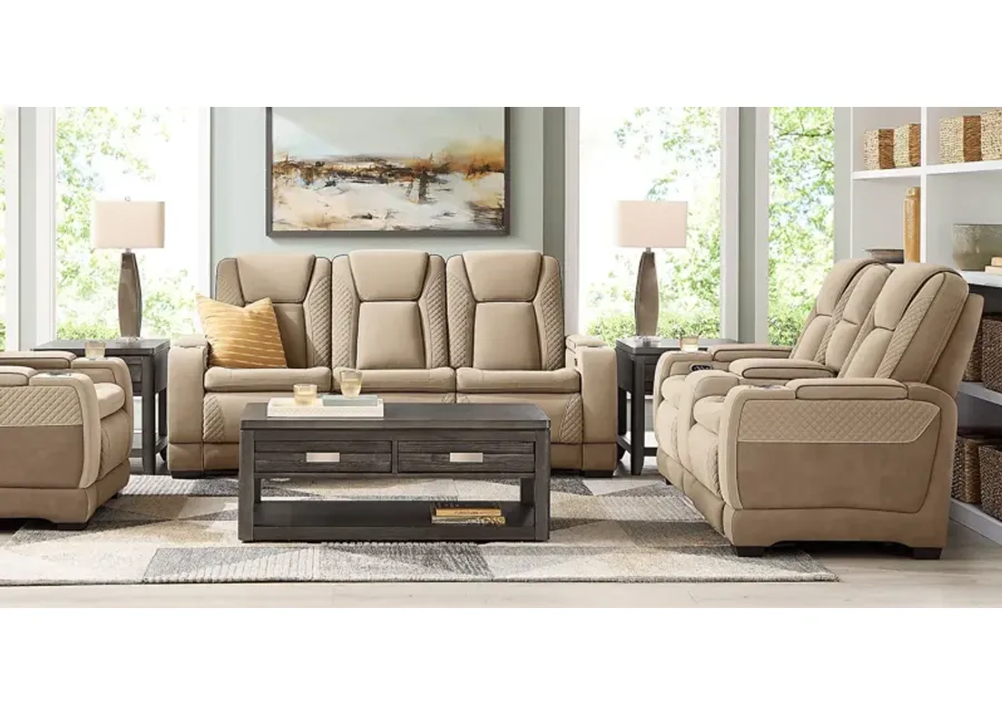Donovan Park Beige 3 Pc Dual Power Reclining Living Room-86.5