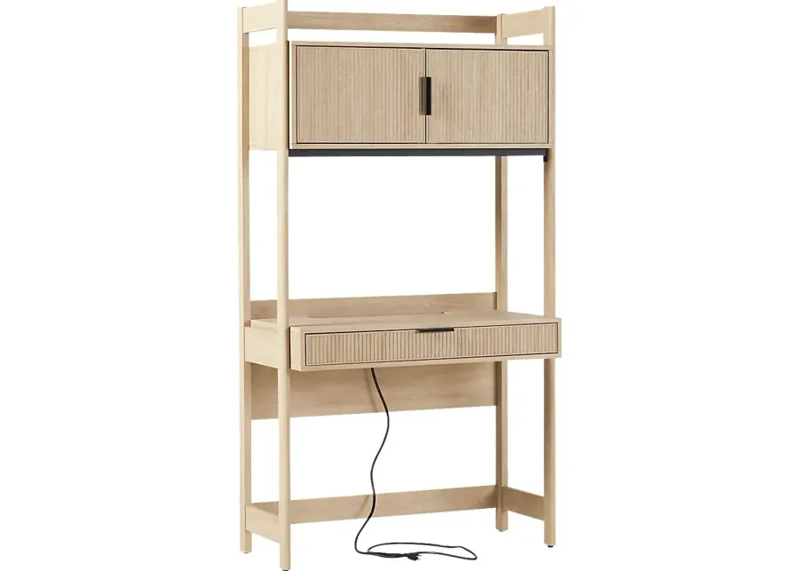 Bedfordshire Oak Desk With Hutch-38