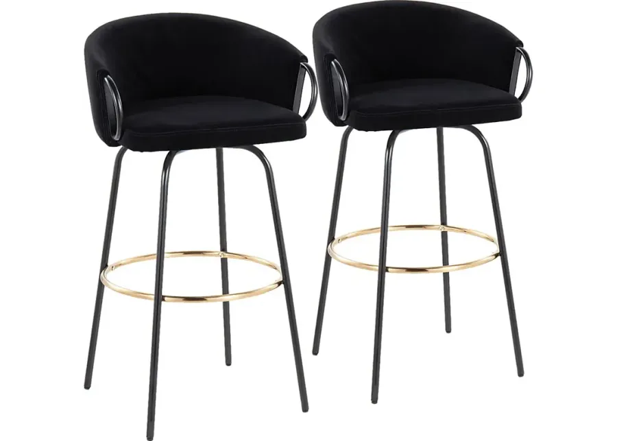 Gourdin Black Swivel Barstool, Set of 2-Black