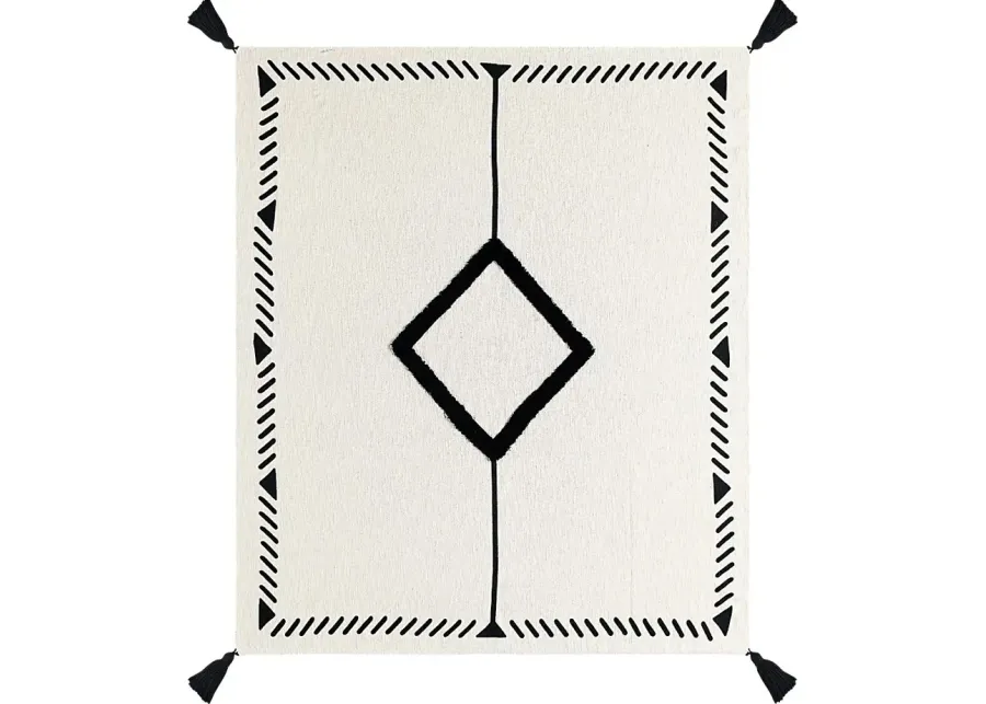 Hookstone VI Black Throw Blanket-White, Black