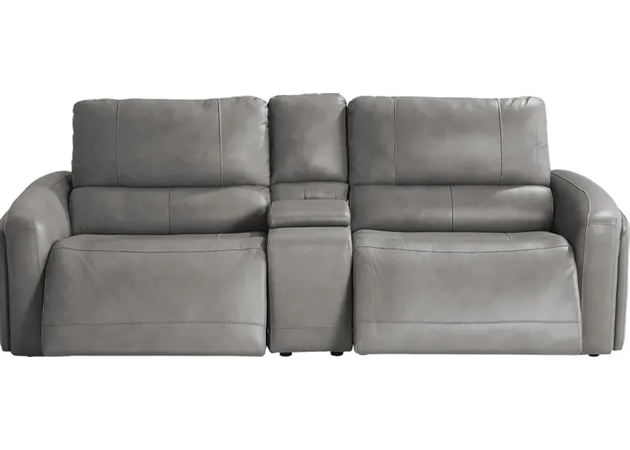 Cascade Way by Shaquille O'Neal Home Gray Leather 3 Pc Dual Power Reclining Sofa-119.25