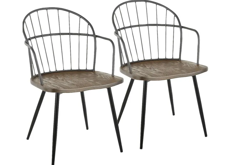 Hollyridge Walnut Arm Chair, Set of 2-Walnut