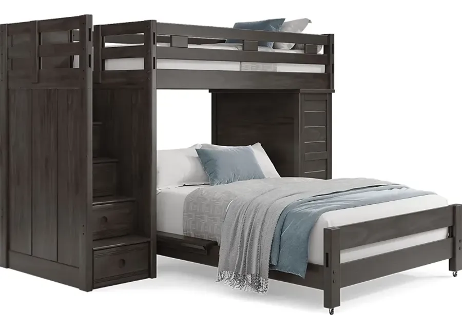 Kids Creekside 2.0 Charcoal Twin/Full Step Loft with Loft Chest-100.63