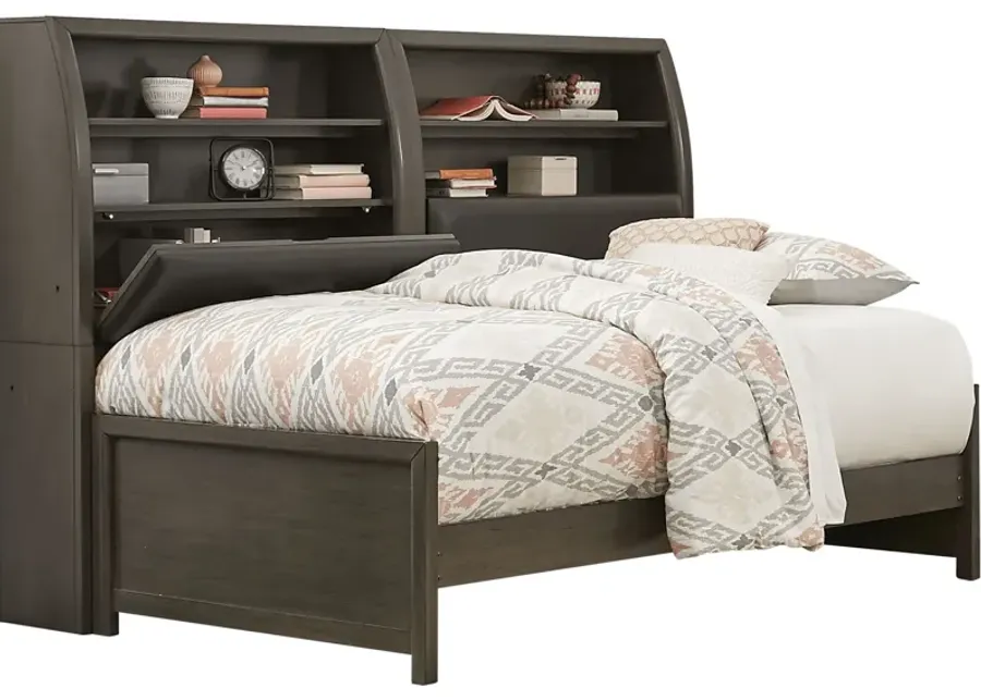 Kids Santa Cruz Gray Full Bookcase Wall Bed-85