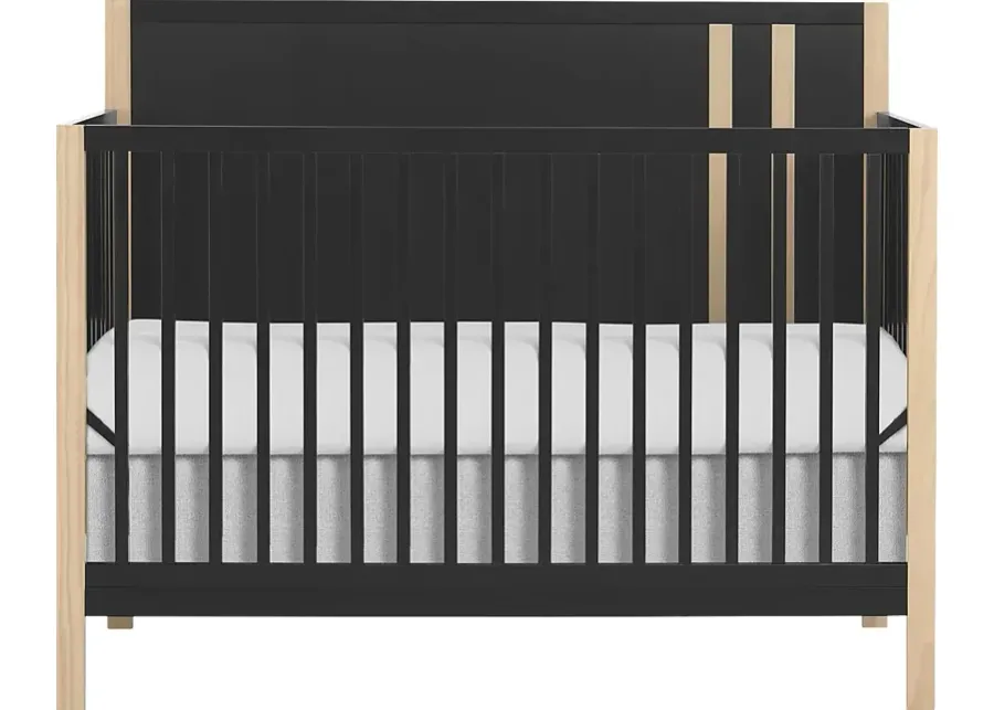 Kids Tresio Black Convertible Crib-Black
