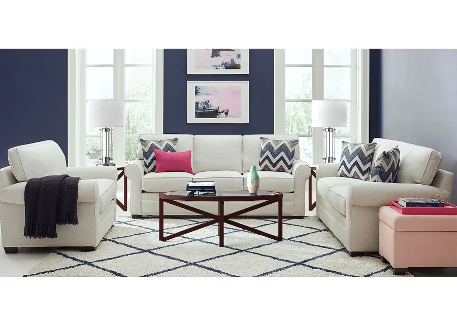 Bellingham Off-White Textured 7 Pc Living Room with Gel Foam Sleeper Sofa