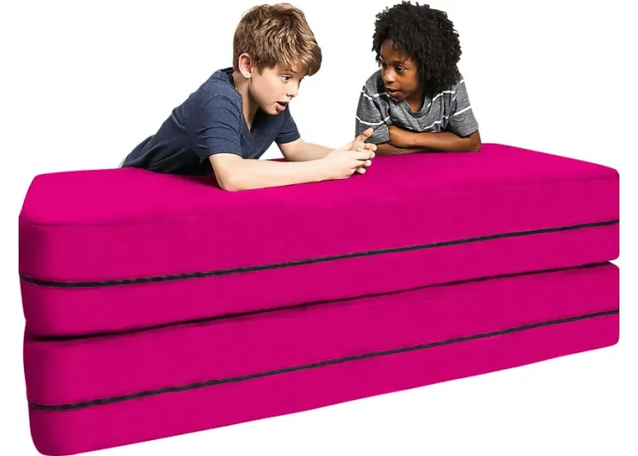 Kids Cubex Pink Convertible Sofa and Ottoman-Pink