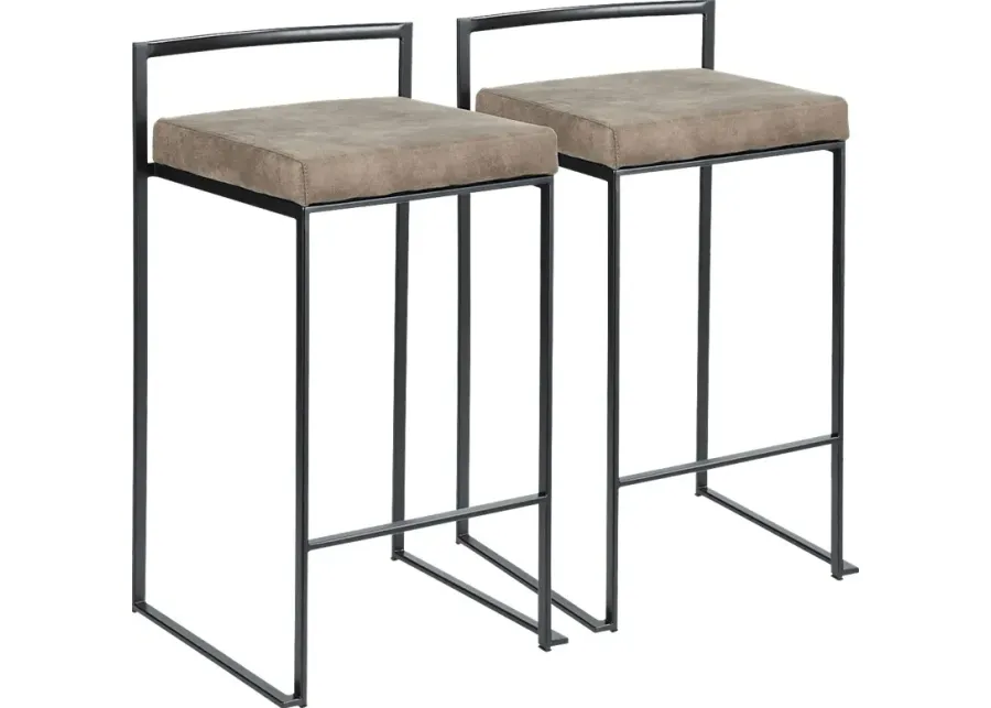 Sora Brown Chrome Counter Height Stool (Set of 2)-Brown, Chrome