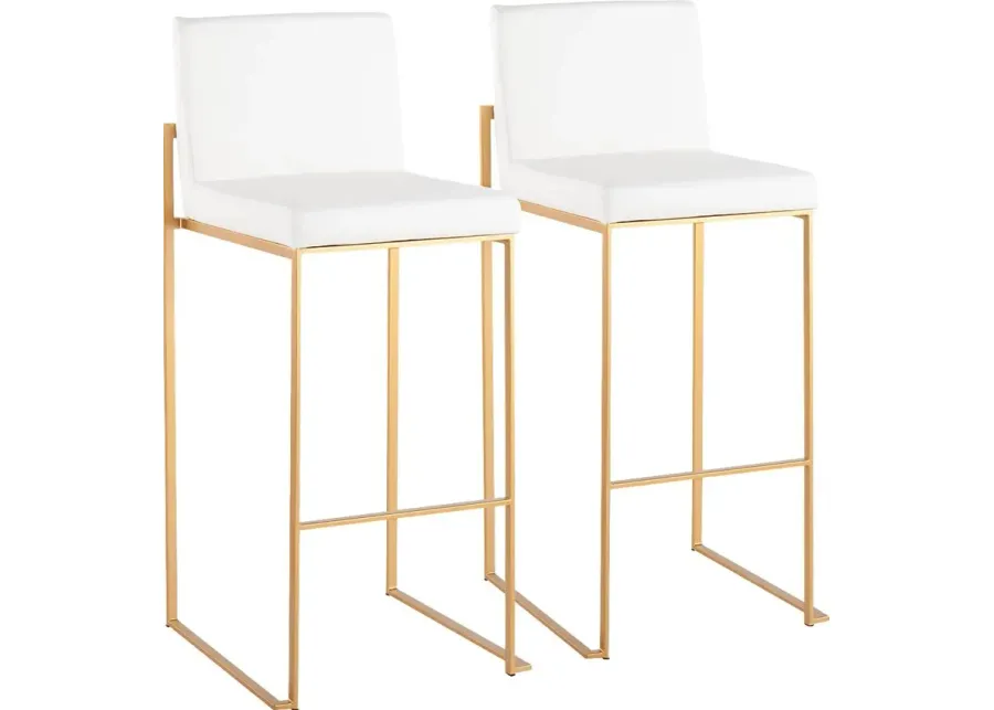 Nowotny White Gold Barstool Set of 2-White
