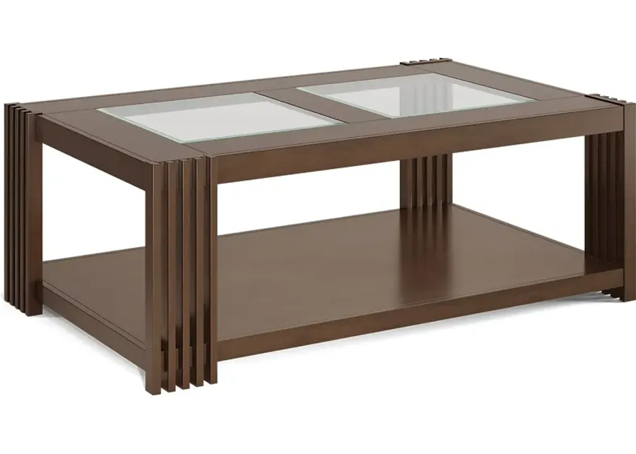 Camellia Brown Cherry Rectangle Cocktail Table-50