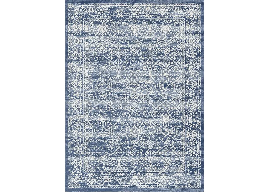 Shinnwood II Blue 6'7 x 9' Rug-Blue, Cream