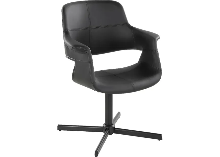 Donneita Black Swivel Accent Chair-Black