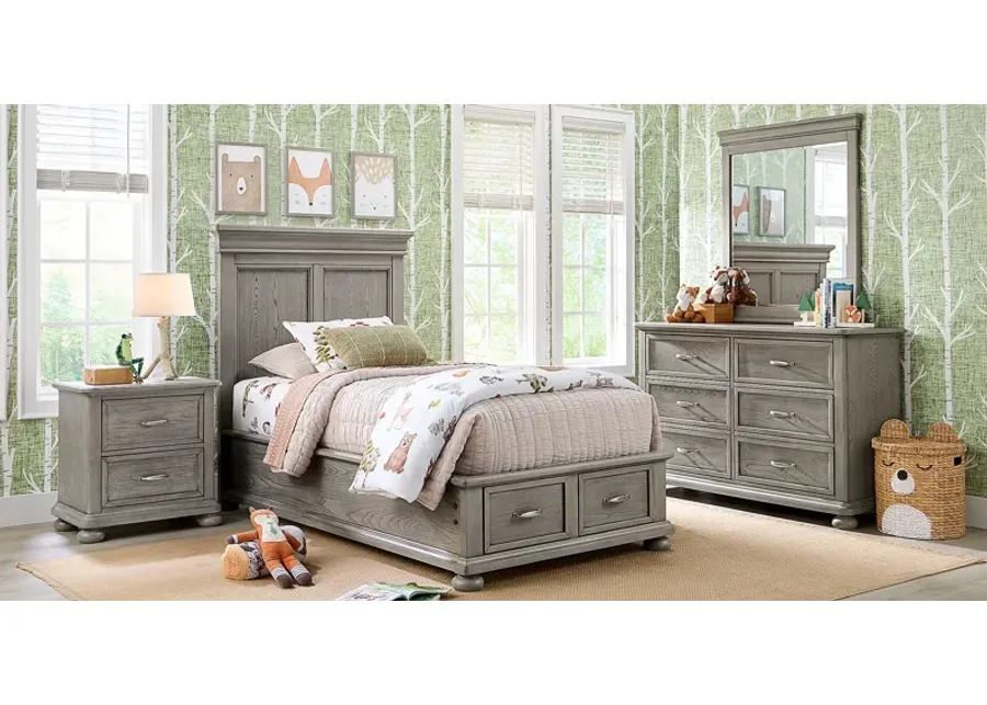 Kids Woodland Adventures Classic Gray Twin Storage Bedroom-47.44