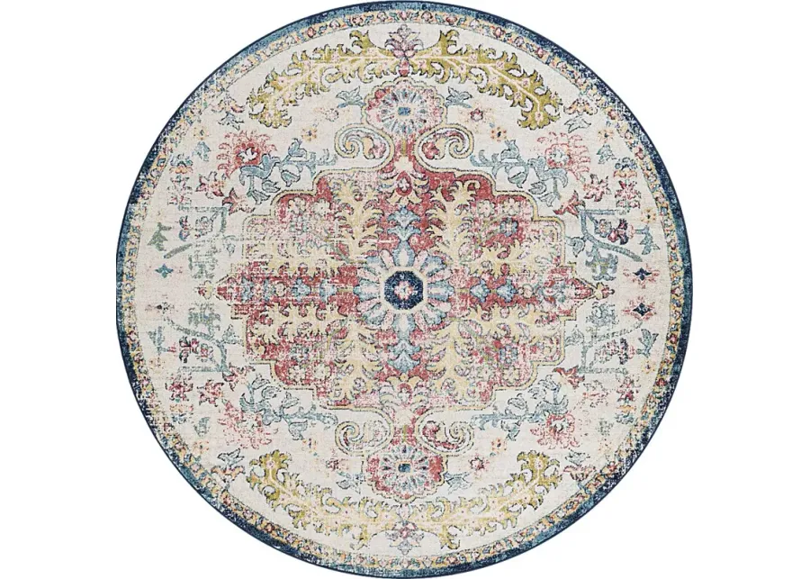 Stradleigh Blue 6'7 Round Rug-Multi