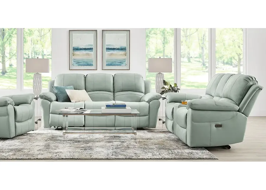 Vercelli Way Aqua Leather 8 Pc Living Room with Reclining Sofa-89