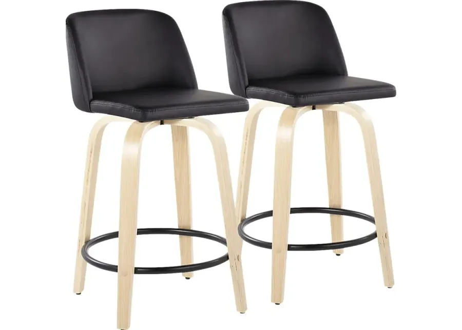 Clyo VI Black Swivel Counter Height Stool, Set of 2-Black