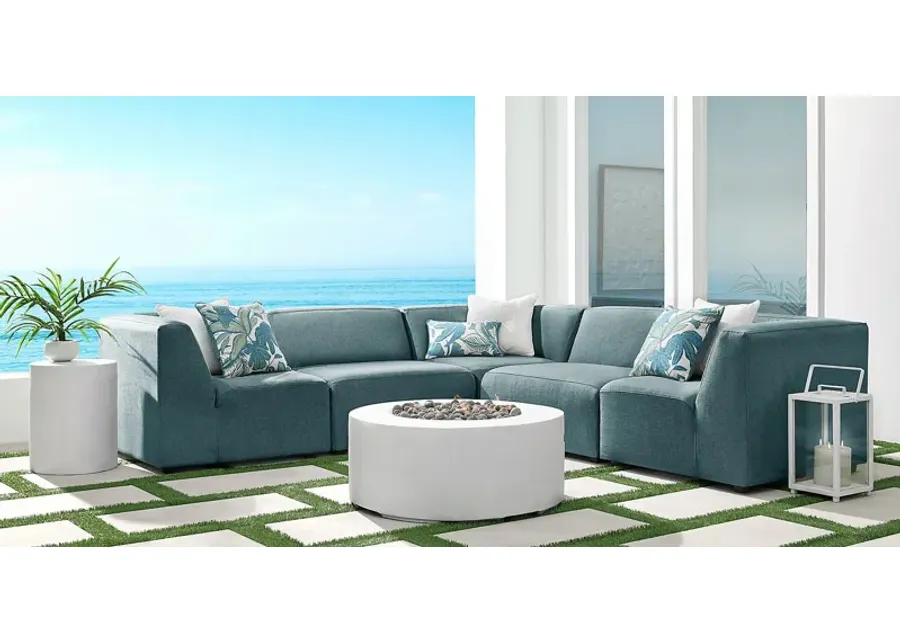 Calay 5 Pc Outdoor Sectional with Teal Slipcovers-108