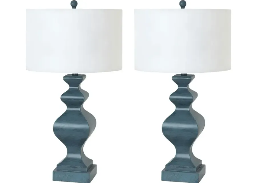 Noakes Bay Blue Table Lamps, Set of 2-Blue