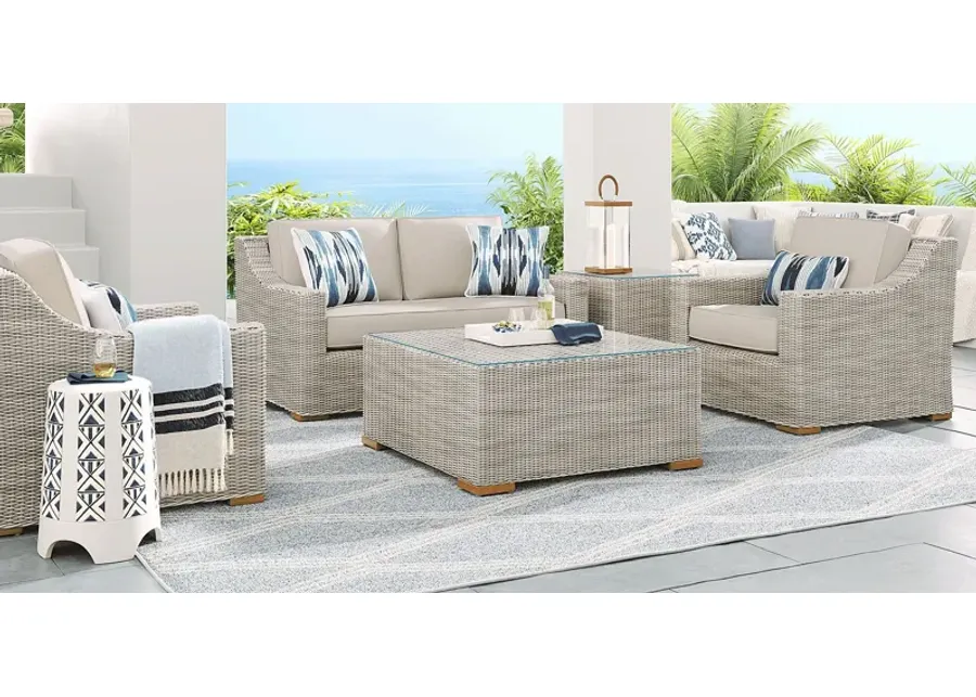 Patmos Gray 4 Pc Outdoor Loveseat Seating Set with Linen Cushions-62