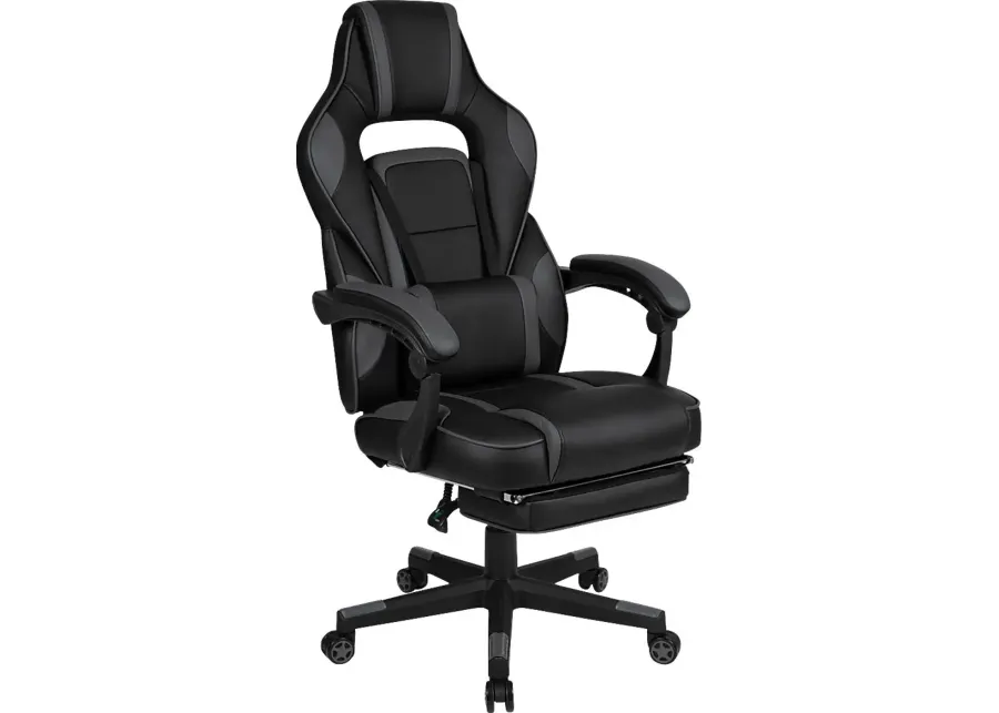 Exfor Gray Ergonomic PC Gaming Chair with Footrest-Gray