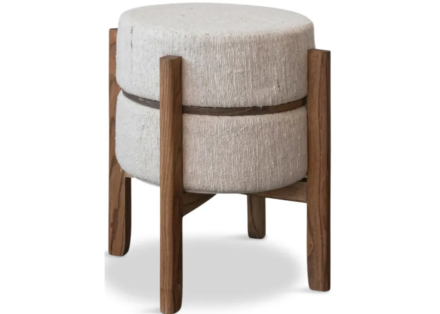Round Woven Cream Table Stool