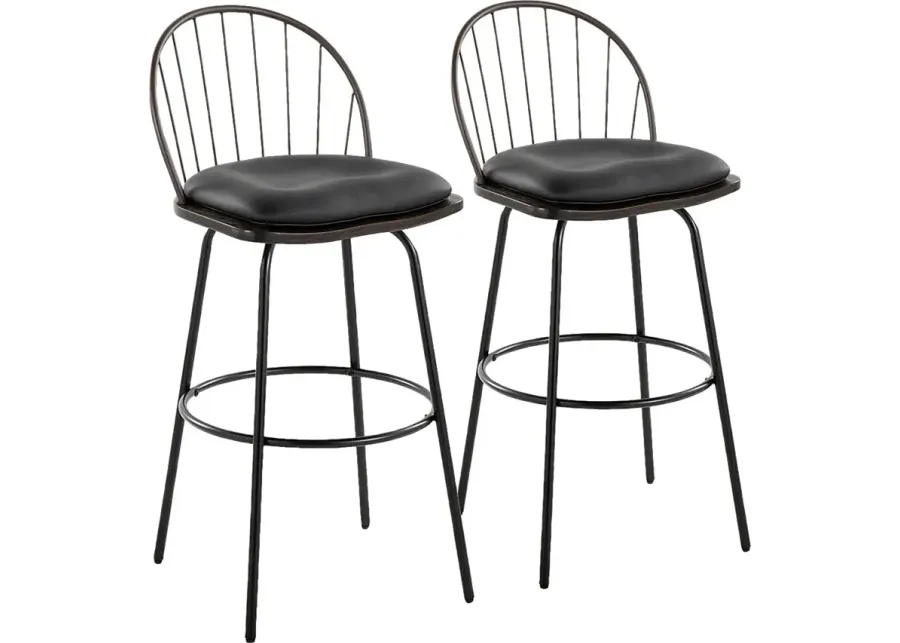 Charlias VII Black Swivel Barstool, Set of 2-Black