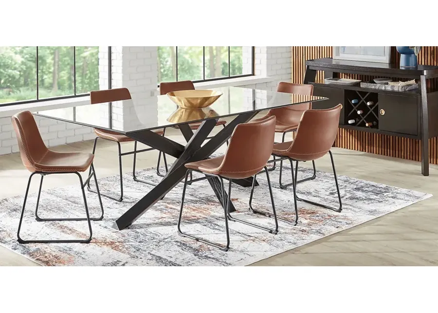 Hollybrooke Black 7 Pc Dining Room with Brown Chairs-72