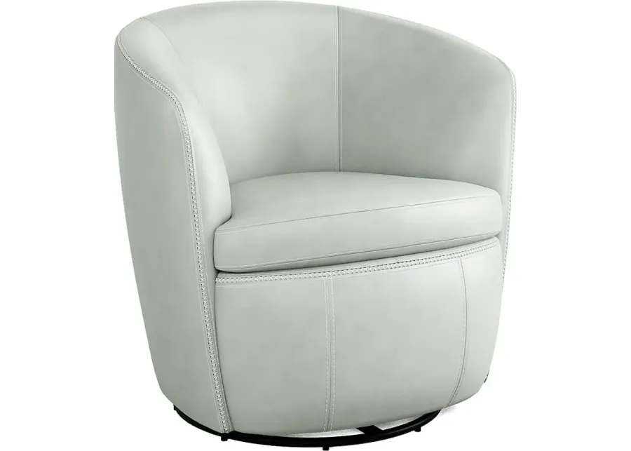 Damascus Aqua Leather Swivel Chair-30