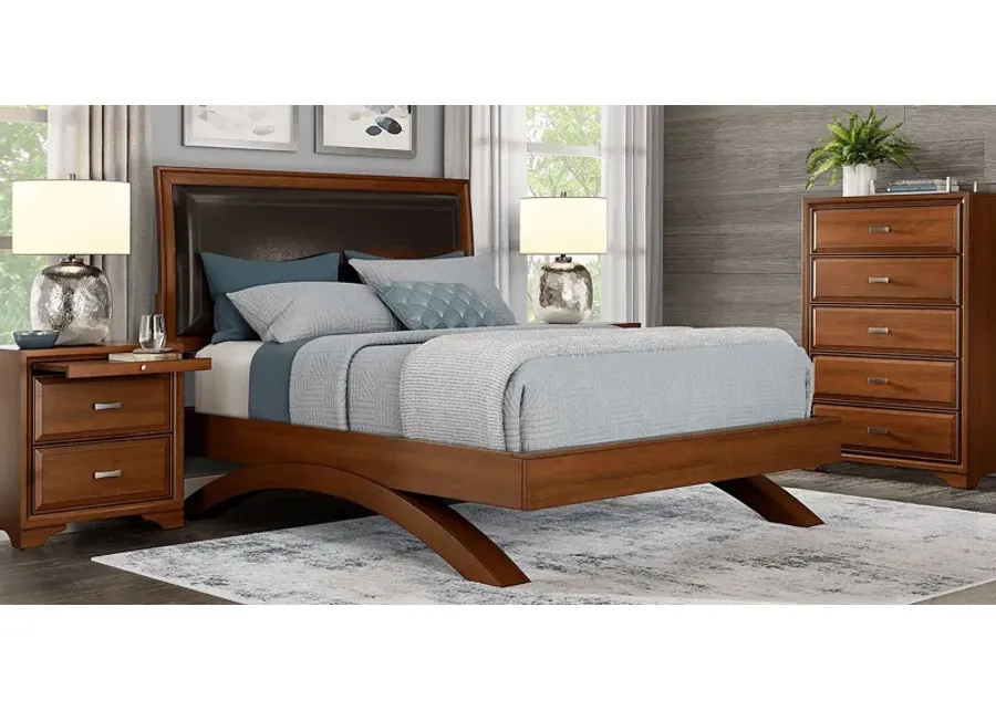 Small Spaces Belcourt Cherry 5 Pc King Upholstered Sleigh Arch Bedroom-82.5
