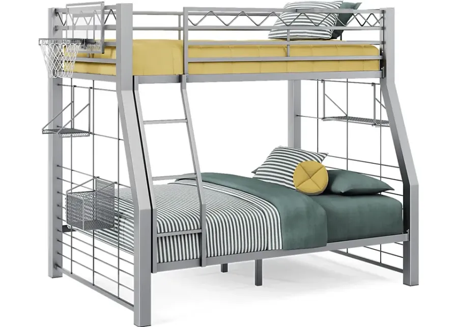 Build-A-Bunk Gray Twin/Full Bunk Bed with Gray Accessories and Basketball Hoop-79.8