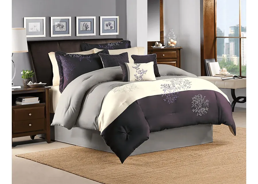 Abiona Plum 7 Pc King Comforter Set-86