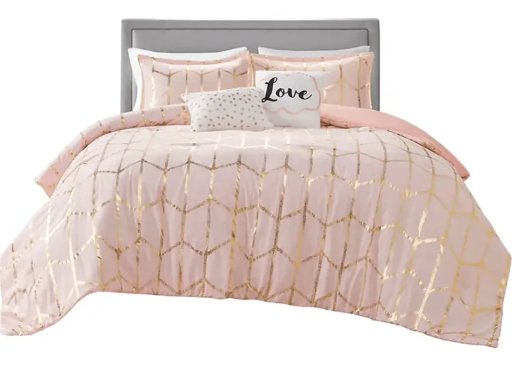 Ales Blush King Comforter Set-Blush