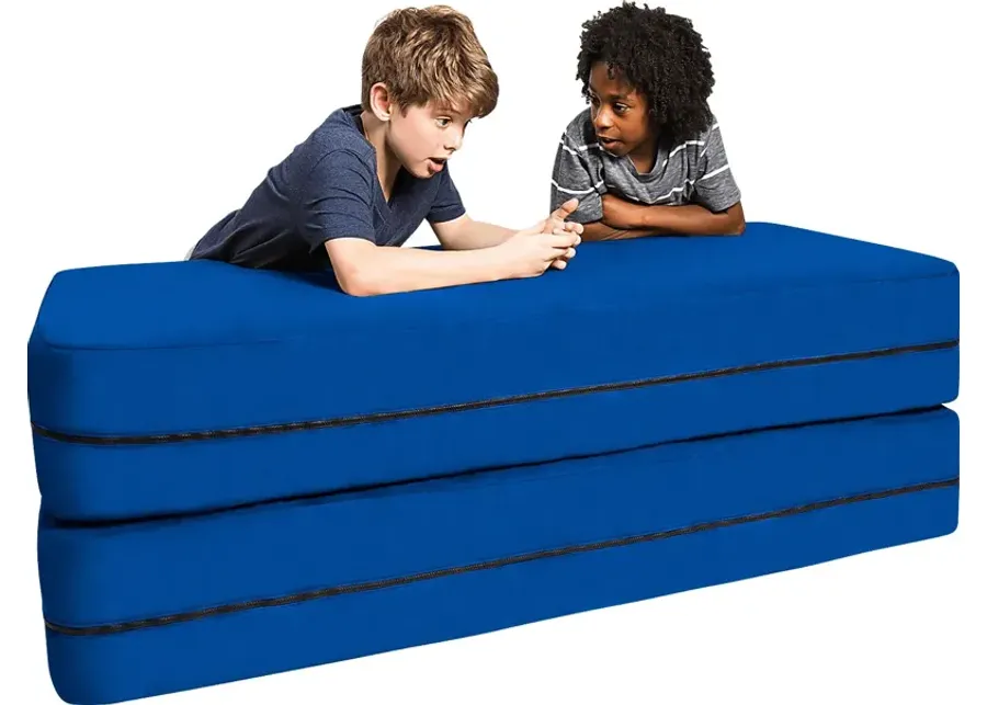 Kids Cubex Blue Convertible Sofa and Ottoman-Blue
