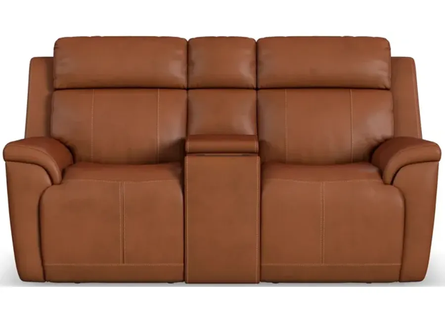 Flexsteel Amelia Power Reclining Console Loveseat with Power Headrests & Lumbar-76