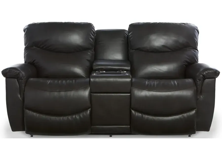 La-Z-Boy James Leather Power Plus Reclining Console Loveseat-79