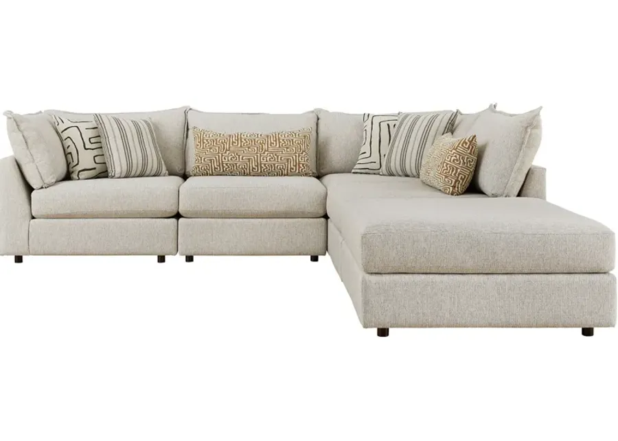 Fusion Furniture Floza 5 Piece Sectional-123.5